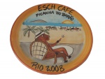 COLECIONISMO -  Prato em cerâmica pintado à mão Restaurante a Boa Lembrança, Esch Café, Picanha do Barão, Rio 2008, Diam. 26 cm. 