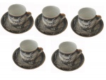 Cinco xícaras para café em porcelana policromada Satsuma, Alt.. 5, Diam. 5 cm.