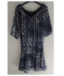 Vestido by Roberto Cavalli C&A, em seda  estampado em azul, Tam. 40
