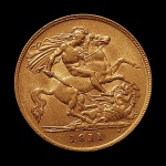 Moeda da Inglaterra - 1/2 Libra / Sovereign - George V - 1911 - Ouro (.9167)  3.99 g  20 mm