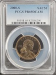 Moeda dos Estados Unidos - 1 Dollar - 2000 (S) - Sacagawea - Certificada PGCS PR69DCAM - PROOF - Aço Revestido de Bronze - Linda peça