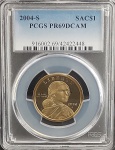 Moeda dos Estados Unidos - 1 Dollar - 2004 (S) - Sacagawea - Certificada PGCS PR69DCAM - PROOF - Aço Revestido de Bronze - Linda peça