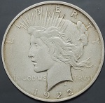 Moeda dos Estados Unidos - 1 Peace Dollar - 1922 D - Prata (.900) • 26.7 gr • 38.1 mm