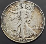 Moeda dos Estados Unidos - Half Dollar `Walking Liberty Half Dollar` - 1944 - Prata (.900) • 12.5 g • 30.6 mm - KM# 142