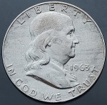 Moeda dos Estados Unidos - 50 Cents / Half Dollar - 1963 - Prata (.900) • 12.5 g • 30.6 mm - KM# 199 - Franklin Half Dollar