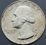 Moeda dos Estados Unidos - 25 Cents /Quarter Dollar - 1960 - Prata (.900) • 6.25 g • 24.26 mm