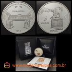Moeda do Brasil - 5 Reais - Diamantina - Patrimonio da Humanidade - UNESCO - 2013 - Prata (.925) • 27 gr • 40 mm - Completa no estojo com certificado original - Cat. AI P750
