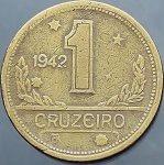 Moeda do Brasil - 1 Cruzeiro - 1942 - V224 - República - Bronze-alumínio - Data Difícil