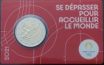 Moeda da França - Cartela com moeda 2 Euros - 2021 - Jogos Olímpicos de Paris 2024 - Tema `Se Dépasser Pour Accueillir Le Monde` - Bimetálica - Lançamento!!
