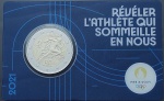 Moeda da França - Cartela com moeda 2 Euros - 2021 - Jogos Olímpicos de Paris 2024 - Tema `Reveler L´Athlete Sommeille Em Nous` - Bimetálica - Lançamento!!
