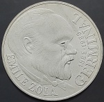 Moeda da França - 100 Francs - 1985 - 100 anos Aniversário de Emile Zola `Germinal` - Prata (.900) • 15 g • 31 mm - KM#957