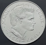 Moeda da França - 100 Francs - 1984 - Aniversário de 50 anos de Marie Curie - Prata (.900) • 15 g • 31 mm - KM#955
