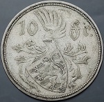 Moeda de Luxemburgo - 10 Francs - Charlotte - 1929 - Prata (.750) • 13.33 g • 31 mm - KM# 39