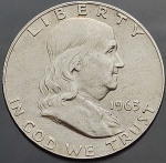 Moeda dos Estados Unidos - 50 Cents - Half Dollar Franklin - 1963 - Prata (.900) • 12.5 g • 30.6 mm