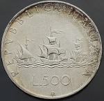 Moeda da Itália - 500 liras - 1958 - Prata (.835) - • 11 g • 29.3 mm - KM# 98