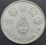 Moeda da Argentina - 2000 Pesos - 1977 - Copa do Mundo da Argentina - Prata (.900) • 15 g • 33 mm - KM#79 - Linda!!!