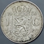 Moeda da Holanda - 1 Gulden - 1956 - Prata (.720) - 6.5gr - 25mm - KM#184
