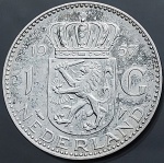 Moeda da Holanda - 1 Gulden - 1957 - Prata (.720) - 6.5gr - 25mm - KM#184