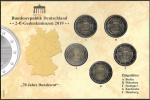 Moedas da Alemanha - Cartela com 5 Moedas de 2 Euros - 2019 - Letras A / D / F /G / J  - 70 anos do Conselho Federal Bundesrat- FC - Bimetálica
