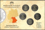 Moedas da Alemanha - Cartela com 5 Moedas de 2 Euros - 2012 - Letras A / D / F /G / J  - Castelo Neuschwanstein do estado de Bayern - FC - Bimetálica