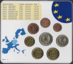 Moedas da Alemanha - Cartela com 8 Moedas de 1 cent a 2 Euros - 2003 - FC  - Conjunto completo do Euro