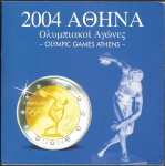 Moedas da Grécia - Cartela com 8 Moedas de 1 cent a 2 Euros - (2002-2004) - Jogos Olímpicos de Athenas - FC - Bimetálica