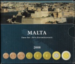 Moedas de Malta - Cartela com 8 Moedas de 1 cent a 2 Euros - 2008 - Não Acompanha a Medalha - FC - Bimetálica