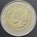 Moeda da Eslováquia - 2 Euros - 2016 - Presidência eslovaca do Conselho Europeu - FC - Bimetálica - Acompanha capsula de acrílico