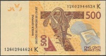 Cédula do Senegal - 500 Francs - 2012 - FE - Letra K