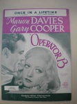 Cinema - Partitura - OPERATOR 13 - Partitura da música Once In A Lifetime <<<<< PUBLICAÇÃO AMERICANA NO IDIOMA INGLÊS DE 1934 DO FILME OPERATOR 13 COM GARY COOPER e MARION DAVIES >>>>> Muito bom estado de conservação.