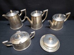 Objetos Decoração - JOGO DE CHÁ E CAFÉ em PRATA 90 - Marca FRANCALANZA - Data aproximada, década de 1950 - CONTÉM: 1 Bule de café - 1 Bule de chá - 1 Bule de leite - 1 Açucareiro - 1 Manteigueira com base de vidro.