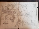 ATLAS GROSSELIN-DELAMARCHE - DE GEOGRAFIA, FÍSICA, POLÍTICA E HISTÓRIA, seus criadores foram, Augustin Grosselin (1800-1878) e Alexandre Delamarche (1815-1884). Esse é um mapa francês representando o mundo do século XVIII, mas foi impresso no começo do século XIX, mostra a geografia moderna da oceania, possuindo o arquipélago do Taiti. Tamanho: 48 x 34 cm.