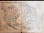 ATLAS GROSSELIN-DELAMARCHE - DE GEOGRAFIA, FÍSICA, POLÍTICA E HISTÓRIA, seus criadores foram, Augustin Grosselin (1800-1878) e Alexandre Delamarche (1815-1884). Esse é um mapa francês representando o mundo do século XVIII, mas foi impresso no começo do século XIX, mostra a América do Norte na primeira metade da folha, já na outra, foca nos Estados Unidos e Canadá. Tamanho: 48 x 34 cm.