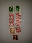 Conjunto com 9 selos asiáticos.