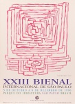 Cartaz. XXIII Bienal Internacional de São Paulo. Dimensões 64X46cm. 5 de outubro a 8 de dezembro, 1986. Marcas do tempo.