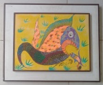 CHICO DA SILVA (Francisco Domingos da Silva 1910/1985) - óleo sobre tela emoldurado  representando peixes, assinado e datado 1976. Medida interna 44 cm por 60 cm e total 63 cm por 78,5 cm.