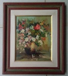 E. ROSADO BOTELHO "Vaso de Flores" óleo sobre tela, assinado, med. interna 46 x 38cm e med. total 74 x 66cm.