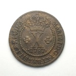 Moeda de cobre da colonia do Brasil, X réis de 1787 coroa baixa 1º tipo