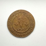 Moeda de cobre da colonia do Brasil, V réis de 1778 - coroa baixa 1º tipo