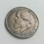 2000 Réis império do Brasil 25g Prata .925 1888 linda pátina, moeda nunca foi limpa!