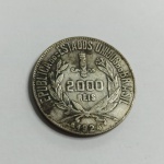 Moeda de 2000 réis de 1924 Prata mocinha Prata 0.500, 8g,  26mm