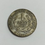 Moeda de 2000 réis de 1924 Prata mocinha Prata 0.500, 8g, 26mm
