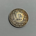 SUIÇA - Moeda 1 franca de 1921 Prata 0.835, 5g,  23.2mm