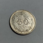 MÉXICO - Moeda de 50 centavos de 1943 Prata 0.720, 8.333g,  27mm