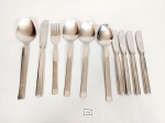parte de faqueiro 10 peças em aço inox wolff. Medida: 1 colher sopa 20 cm , 1 faca mesa 21 cm, 1 garfo jantar 19 cm , 3 colheres sobremesa 20 cm , 4 facas sobremesa 18 cm