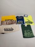 3 Camisas femininas corrida  eco run , golden run asics e Rio Olympikus tamanho BL P e 3 bolsas. Sem uso