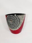 Vaso decorativo  forma  conica em Laca Pintado.  oriental  .Medida: 25 cm x 22 cm