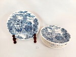 Jogo de 6 Pratos massas em Ceramica Vitrificada Oxford azul e branca cena Carruagem .Medida: 22 cm diametro