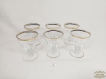 Jogo de 6 Taças Aperitivo em vidro  e friso ouro. Medida  9 cm x 6,5 cm