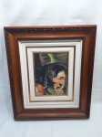 Quadro óleo sobre madeira de Jesus, moldura em madeira trabalhada. Medindo a moldura 61cm x 53cm.